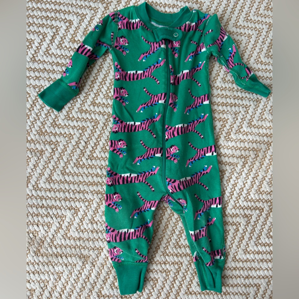 Hanna andersson Green Tiger Print Onesie